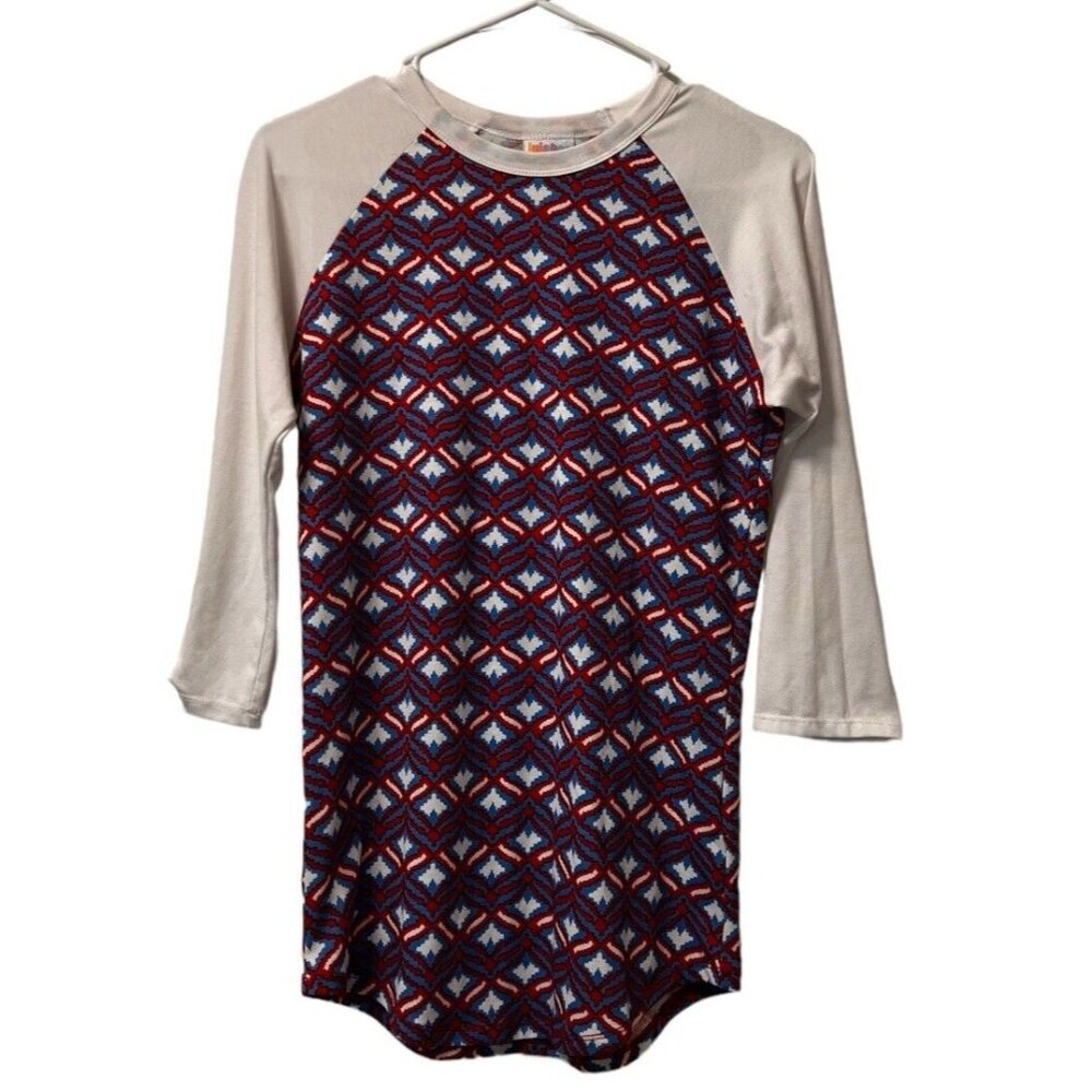 Lularoe Shirt Long Sleeve Geometric Size XXS Colorful Loungewear Comfy Preppy